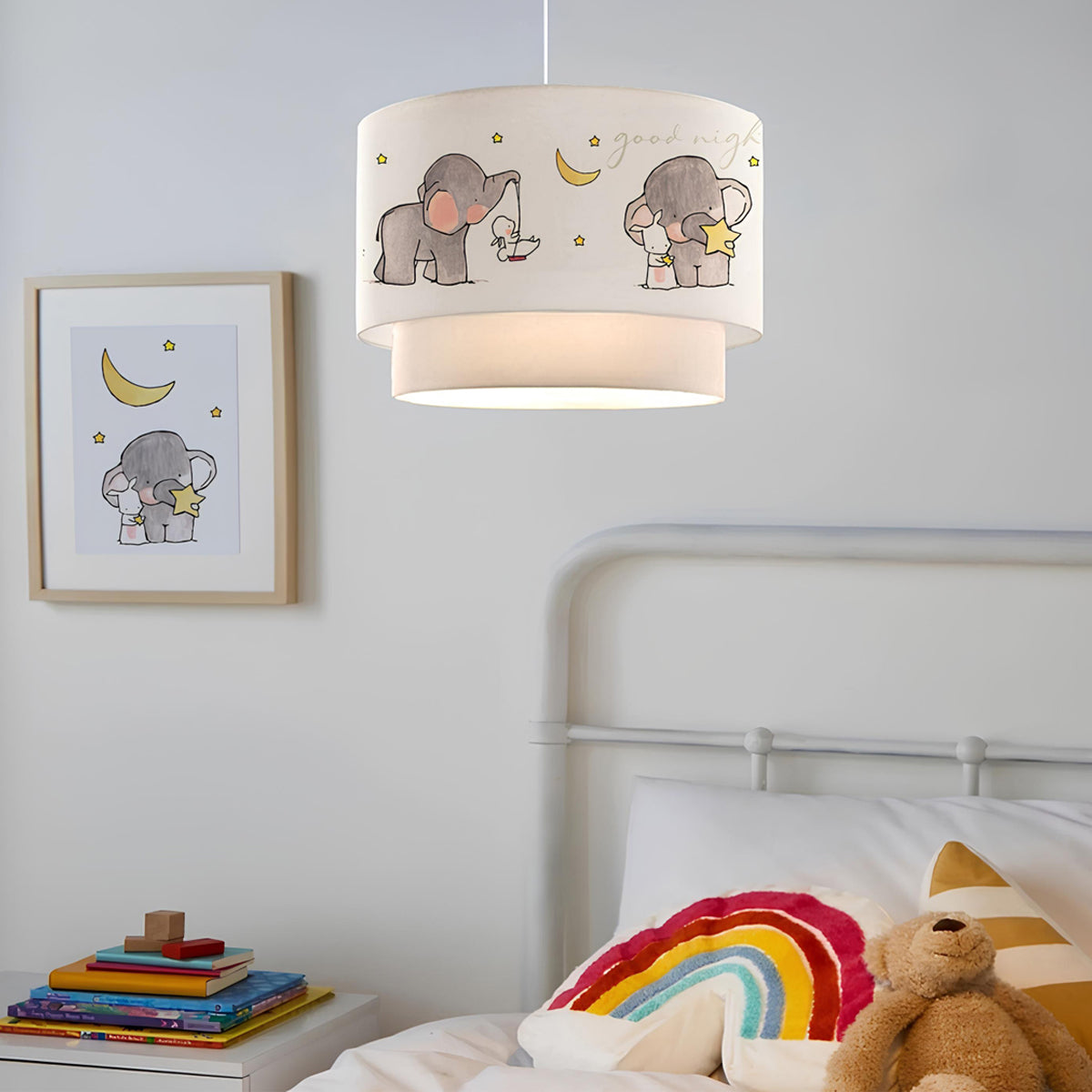 ELEPHANT 204-0002 Παιδικό Κρεμαστό Φωτιστικό Φιγούρα Μονόφωτο 1 x E27 IP20 Λευκό Ύφασμα - Μ30 x Π30 x Υ70cm