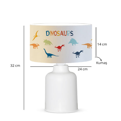 DINO 204-0028 Παιδικό Eπιτραπέζιο Φωτιστικό Φιγούρα Μονόφωτο 1 x E27 IP20 Λευκό Ύφασμα - Μ24 x Π24 x Υ32cm