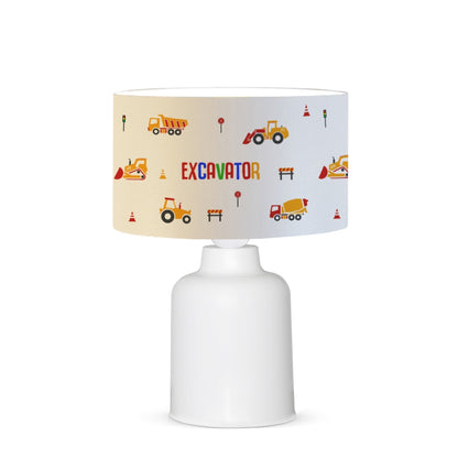 EXCAVATOR 204-0027 Παιδικό Eπιτραπέζιο Φωτιστικό Φιγούρα Μονόφωτο 1 x E27 IP20 Λευκό Ύφασμα - Μ24 x Π24 x Υ32cm