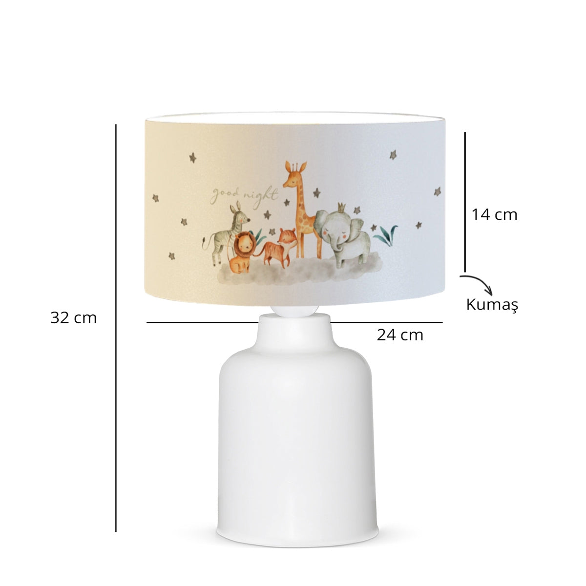 GIRAFFE 204-0026 Παιδικό Eπιτραπέζιο Φωτιστικό Φιγούρα Μονόφωτο 1 x E27 IP20 Λευκό Ύφασμα - Μ24 x Π24 x Υ32cm