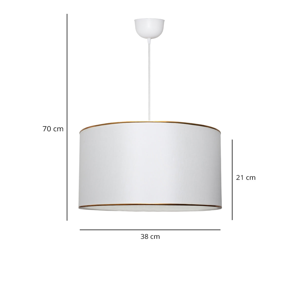 LOFTY 204-0091 Μοντέρνο Κρεμαστό Φωτιστικό Kαπέλο Μονόφωτο 1 x E27 IP20 Λευκό Ύφασμα - Μ38 x Π38 x Υ70cm