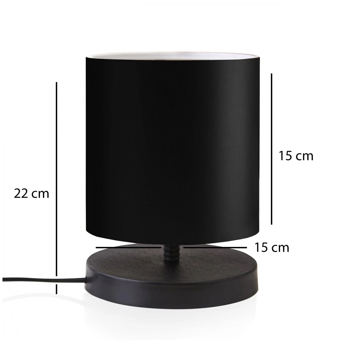 MINNIE 204-0063 Μοντέρνο Eπιτραπέζιο Φωτιστικό Μονόφωτο 1 x E27 IP20 Μαύρο Ξύλο με Μαύρο Ύφασμα - Μ15 x Π15 x Υ22cm