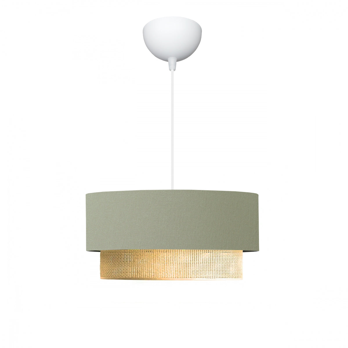 BIGGIE 204-0097 Μοντέρνο Κρεμαστό Φωτιστικό Kαπέλο Μονόφωτο 1 x E27 IP20 Τιρκουάζ Ύφασμα με Μπεζ Rattan - Μ30 x Π30 x Υ70cm