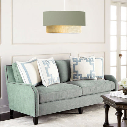 BIGGIE 204-0097 Μοντέρνο Κρεμαστό Φωτιστικό Kαπέλο Μονόφωτο 1 x E27 IP20 Τιρκουάζ Ύφασμα με Μπεζ Rattan - Μ30 x Π30 x Υ70cm