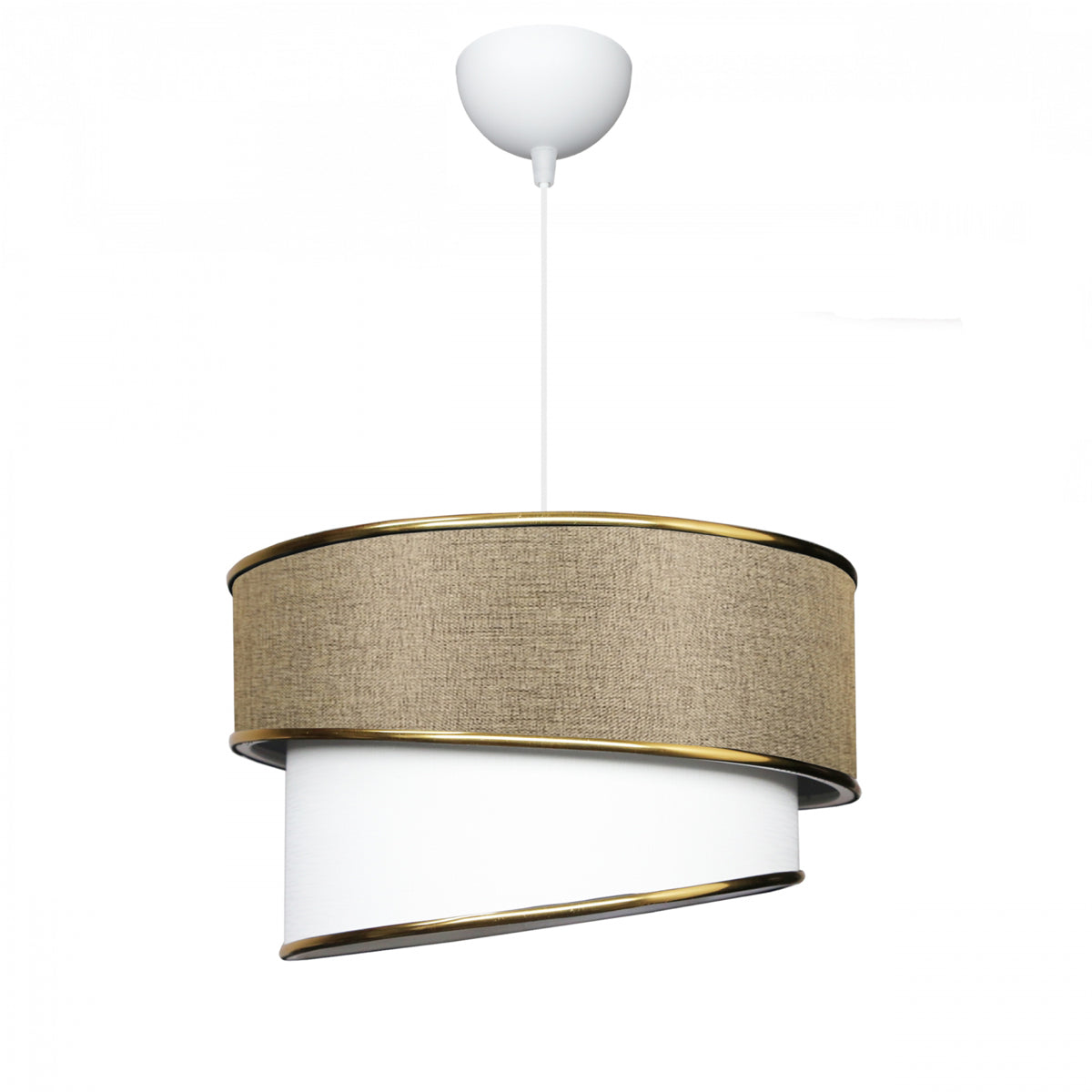 CYCLOP 204-0104 Μοντέρνο Κρεμαστό Φωτιστικό Οροφής με Ντουί 1 x E27 AC 220-240V IP20 - Μπεζ & Λευκό - Μ30 x Π30 x Υ24