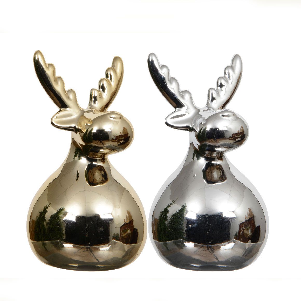 Πορσελάνινο Διακοσμητικό Τάρανδος 6x6x10 Ασημί