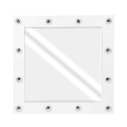 MAKEUP MIRROR-80x80-4 Μοντέρνος Καθρέπτης Μακιγιάζ με Πλαίσιο Φυσικού Ξύλου με Διακόπτη On/Off 12 x E27 AC220-240V - Μ80 x Π7 x Υ80cm - Λευκή Λάκα