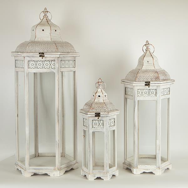 S/3 ΦΑΝΑΡΙΑ ΜΕΤΑΛΛΙΚΑ-ΞΥΛΙΝΑ ΛΕΥΚΑ 37.5x32x91 / 29.5x25.5x72 / 21.5x18.5x53