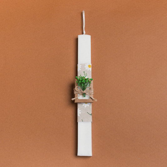 Λαμπάδα 33εκ Στολισμένη Σαπουνάκι με Αποξηραμένα Πράσινο σε Συσκευασία Δώρου