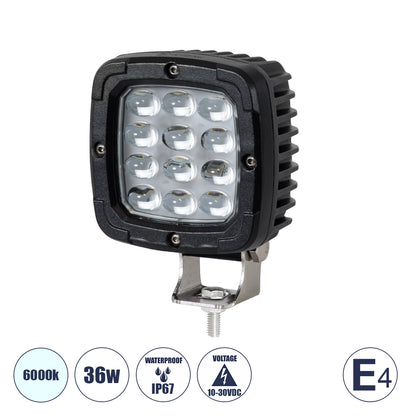 85428 E4 Mark Vehicle & Forklift Work Lights - Φώτα Εργασίας για Οχήματα Περονοφόρα - Κλάρκ LED 36W DC 10-30V Αδιάβροχο IP67 Ψυχρό Λευκό 6000K Μ12.5 x Π9.5 x Υ6.5cm