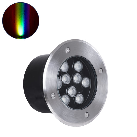 UNDERGROUND-TINA 90669 Χωνευτό Φωτιστικό Σποτ Δαπέδου LED 12W 1260lm 30° DC 24V Αδιάβροχο IP65 Φ16 x Υ9cm Πολύχρωμο RGBW DMX512 - Ανοξείδωτο Ατσάλι