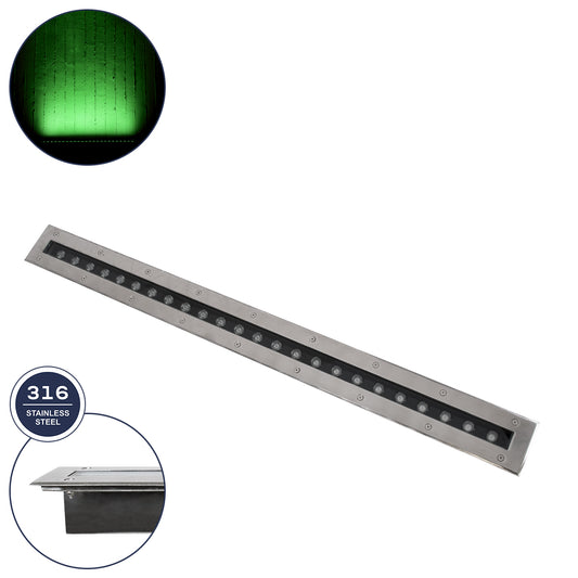 UNDERGROUND-REMVI 90194-G Χωνευτό Φωτιστικό Wall Washer Δαπέδου LED 18W 1440lm 10° DC 24V Αδιάβροχο IP68 L100 x W9 x H7.2cm Πράσινο - Ανοξείδωτο Ατσάλι