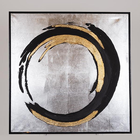 ΠΙΝΑΚΑΣ ΚΑΜΒΑΣ ΚΥΚΛΟΣ ΜΑΥΡΟΣ - ΧΡΥΣΟΣ - ΑΣΗΜΙ 80x3.5x80