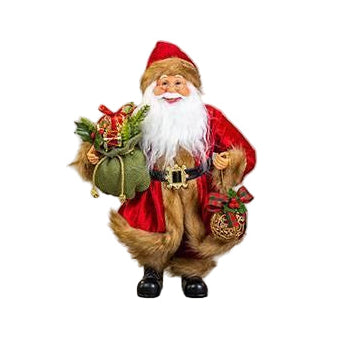 Άγιος Βασίλης Κόκκινος με Καφέ Γουνάκι 40εκ