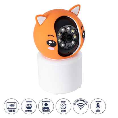 86081 Επιτραπέζια Κάμερα WiFi HD 1080P 350° Διπλή Κατέυθυνση Ομιλίας & Ανιχνευτή Κίνησης - Απομακρυσμένος Έλεγχος Body Auto Tracking IP20 - Πορτοκαλί Λευκό - Φ8 x Υ13cm