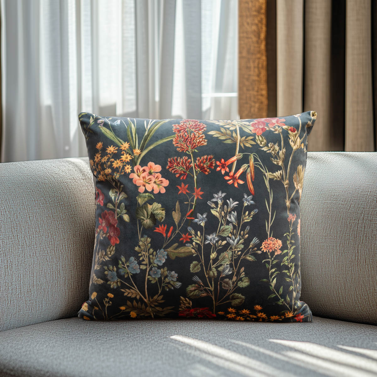 Μαξιλαροθήκη Βελούδο Beautiful Flower Field 45x45εκ