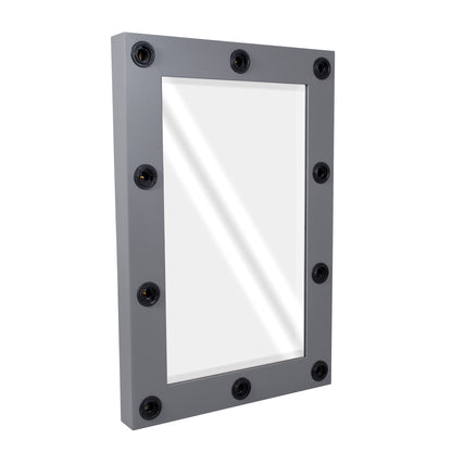 MAKEUP MIRROR-60x90-6 Μοντέρνος Καθρέπτης Μακιγιάζ με Πλαίσιο Φυσικού Ξύλου με Διακόπτη On/Off 10 x E27 AC220-240V - Μ60 x Π7 x Υ90cm - Γκρι Ανθρακί