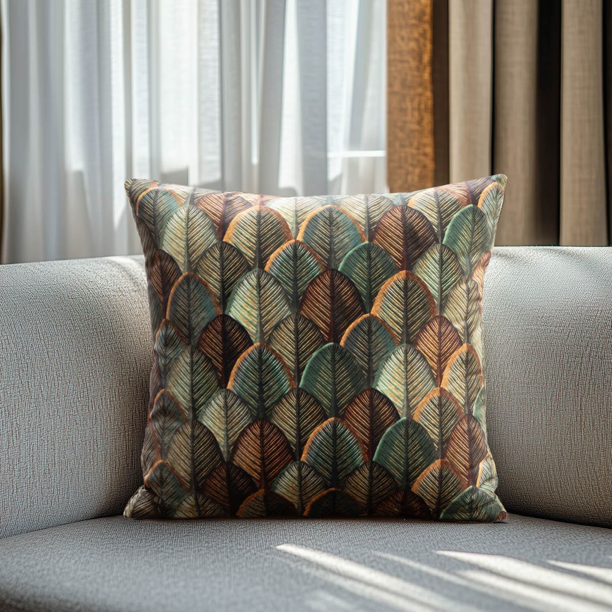 Μαξιλαροθήκη Βελούδο Scale Leaf Structure 40x40εκ