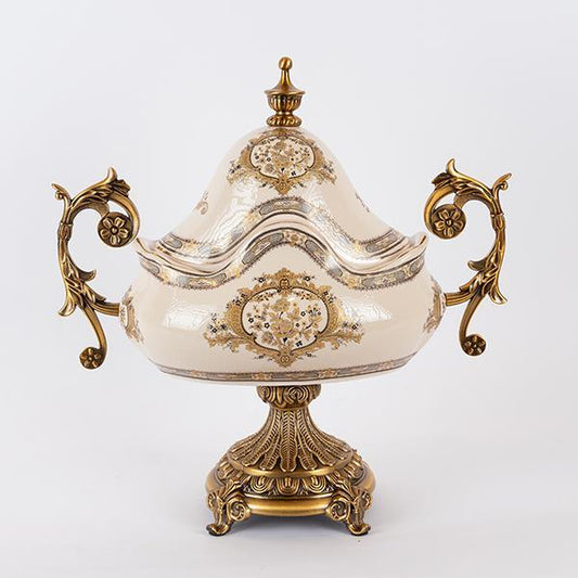 ΦΟΝΤΑΝΙΕΡΑ ΠΟΡΣΕΛΑΝΗ ΛΕΥΚΗ ΜΕ ΧΡΥΣΑ ΛΟΥΛΟΥΔΙΑ 42x19x41