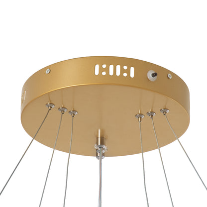 DIAMOND TRIO 61137-DECO Μοντέρνο Κρεμαστό Φωτιστικό Οροφής LED 100W 12123lm 360° AC 220-240V IP20 Ρυθμιζόμενο Λευκό CCT με Χειριστήριο από 2700K έως 6000K Dimmable - Lumileds SMD Chip - Χρυσό Βούρτσας - Μ25 x Π40 x Υ60