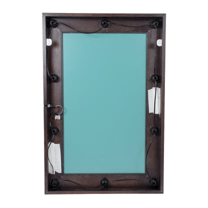 MAKEUP MIRROR-60x90-2 Μοντέρνος Καθρέπτης Μακιγιάζ με Πλαίσιο Φυσικού Ξύλου με Διακόπτη On/Off 10 x E27 AC220-240V - Μ60 x Π7 x Υ90cm - Καφέ Wenge