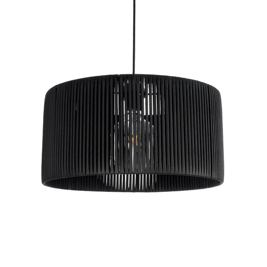KYCLOS 203-0048 Boho Κρεμαστό Φωτιστικό Καπέλο Μονόφωτο 1 x E27 IP20 Μαύρο Rattan - M40 x Π40 x Υ90cm