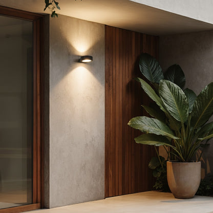 AURA KLV-101-0113 Φωτιστικό Τοίχου / Απλίκα LED 7W 875lm 45° AC 220-240V Αδιάβροχο IP65 Θερμό Λευκό 2700K - Bridgelux COB Chip & TÜV SÜD Driver - Μαύρο Ματ - Μ15 x Π13 x Υ4.5