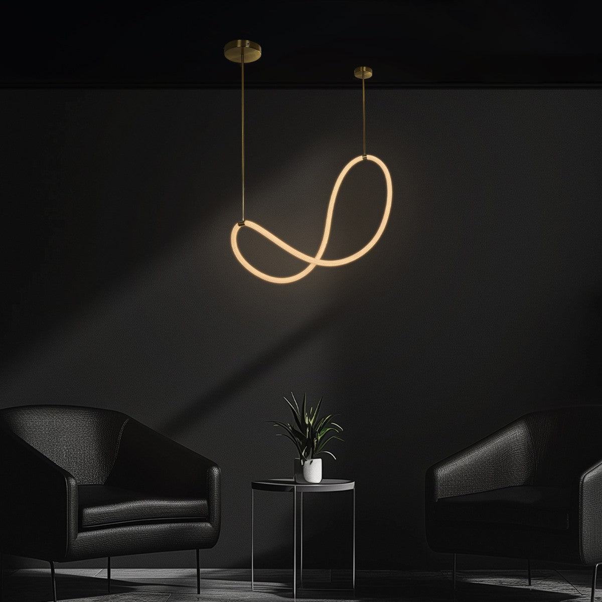 GLOW KLV-101-0156 Κρεμαστό Φωτιστικό Οροφής LED 34W 3400lm 360° AC 220-240V IP20 Ρυθμιζόμενο Λευκό CCT με Χειριστήριο από 2700K έως 6000K Dimmable - Lumileds SMD Chip - Χρυσό Πλατίνα - Μ20 x Π35 x Υ120