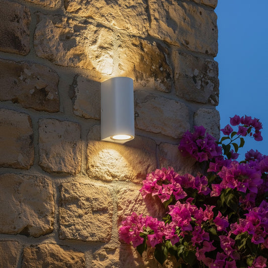 MURANO KLV-101-0017 Φωτιστικό Τοίχου / Απλίκα για 2 Λάμπες MR16 με Ντουί GU10 AC 220-240V Αδιάβροχο IP65 - Λευκό Ματ - Μ8 x Π8 x Υ15