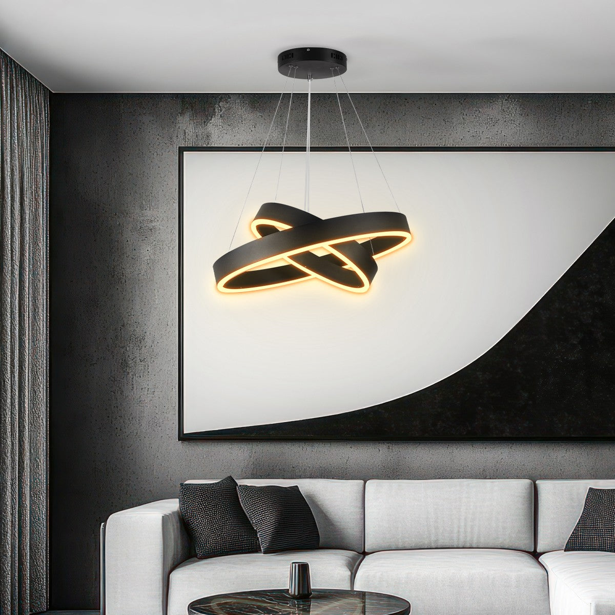 VENOM KLV-101-0196-V2 Κρεμαστό Φωτιστικό Οροφής LED 75W 7500lm 120° AC 220-240V IP20 Ρυθμιζόμενο Λευκό CCT με Χειριστήριο από 2700K έως 6000K Dimmable - Lumileds SMD Chip - Μαύρο Ματ - Μ60 x Π60 x Υ40