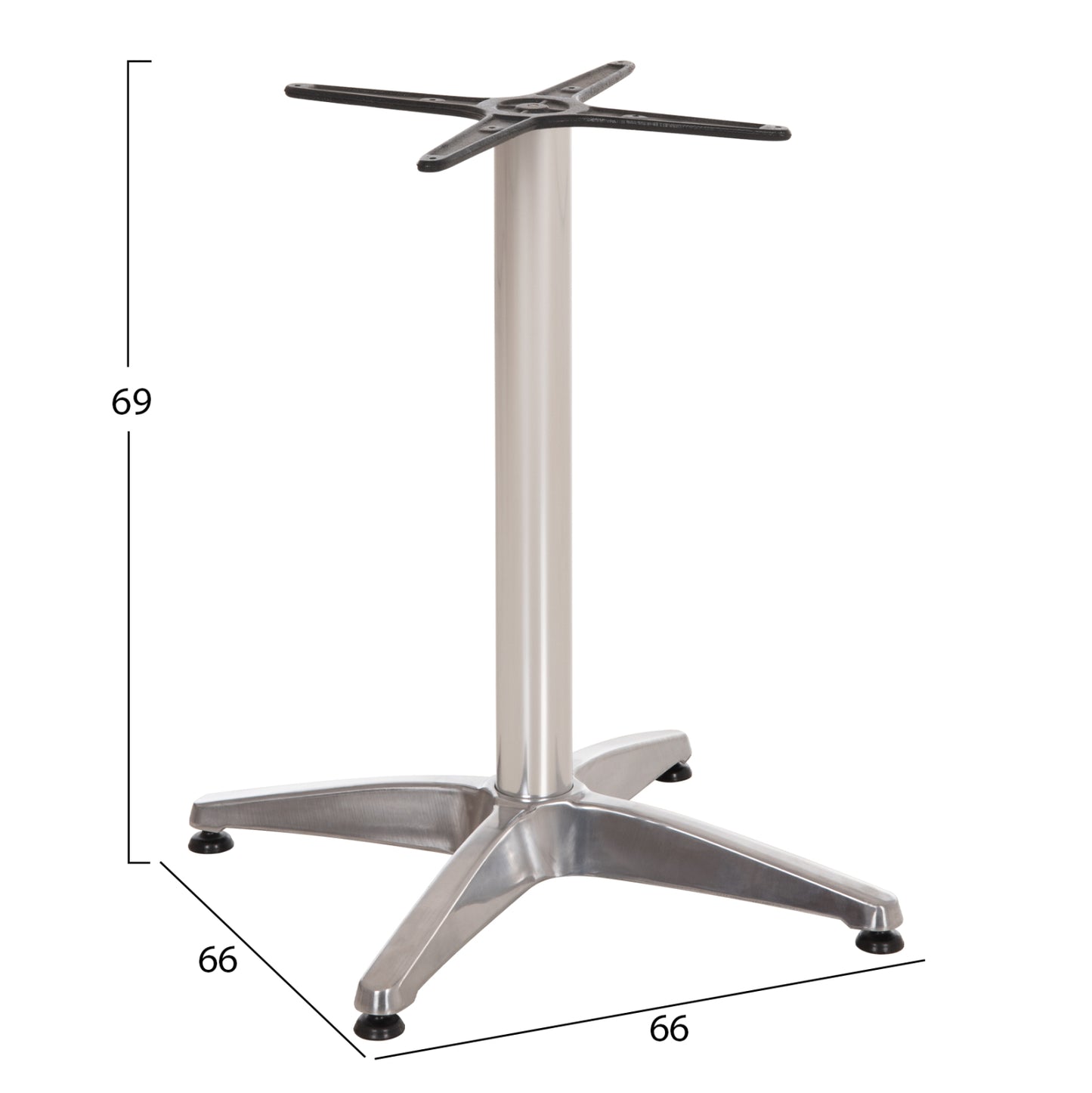ALUMINUM BASE 4-LEG WITH CHROME CROSS 66x66x69