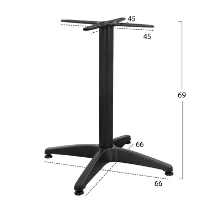 ALUMINUM 4-STAR BASE WITH CROSSBAR BLACK 66x66x69