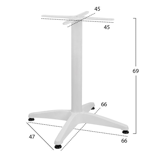 ALUMINUM 4-STAR BASE WITH CROSS WHITE 66x66x69