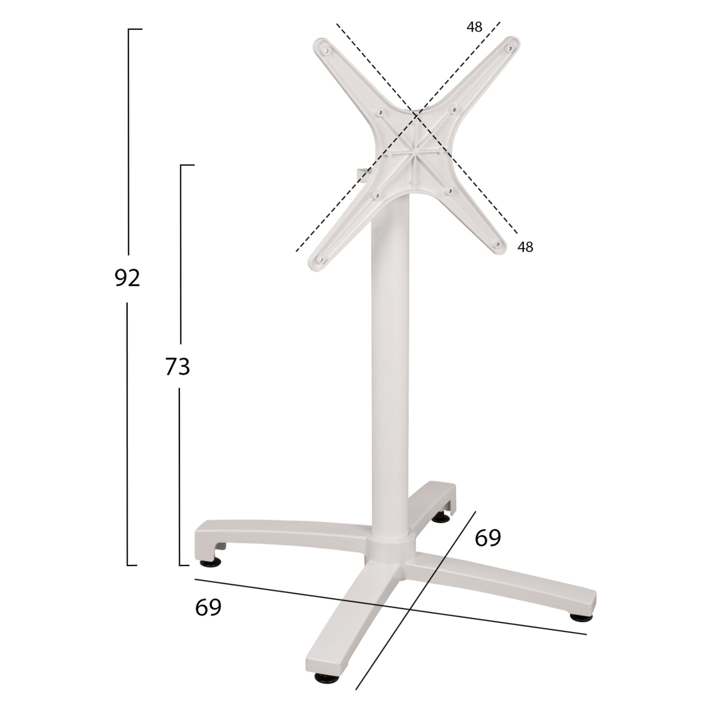 ALUMINUM BASE MATTE WHITE WITH SURFACE 69x69x73