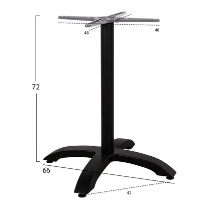 ALUMINUM BASE MATTE BLACK WITH CROSS 66x66x72