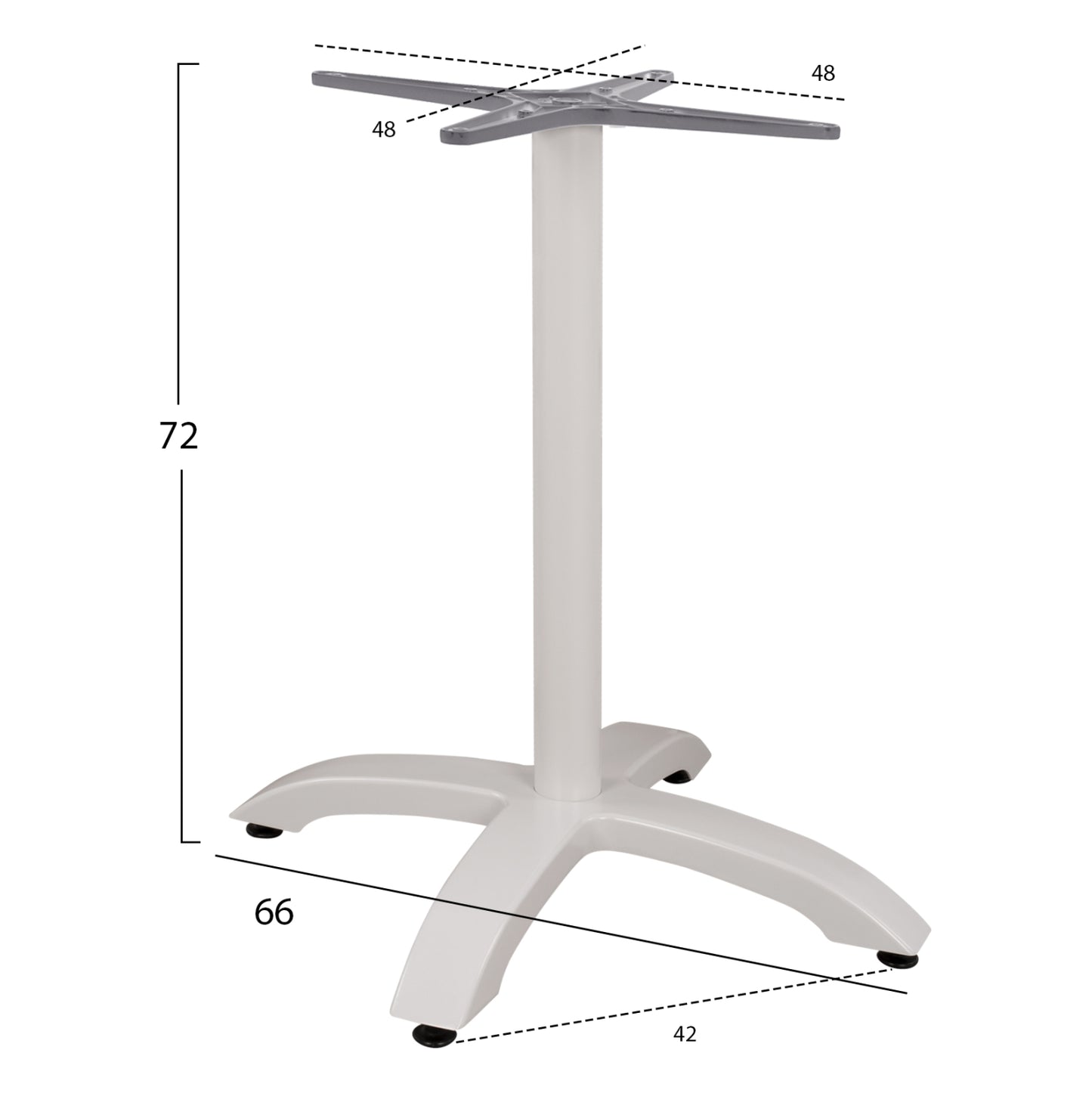 WHITE MATTE ALUMINUM BASE WITH CROSS 66x66x72