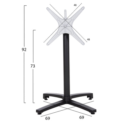 ALUMINUM FOLDING BASE BLACK MATT WITH CROSS 69x69x73