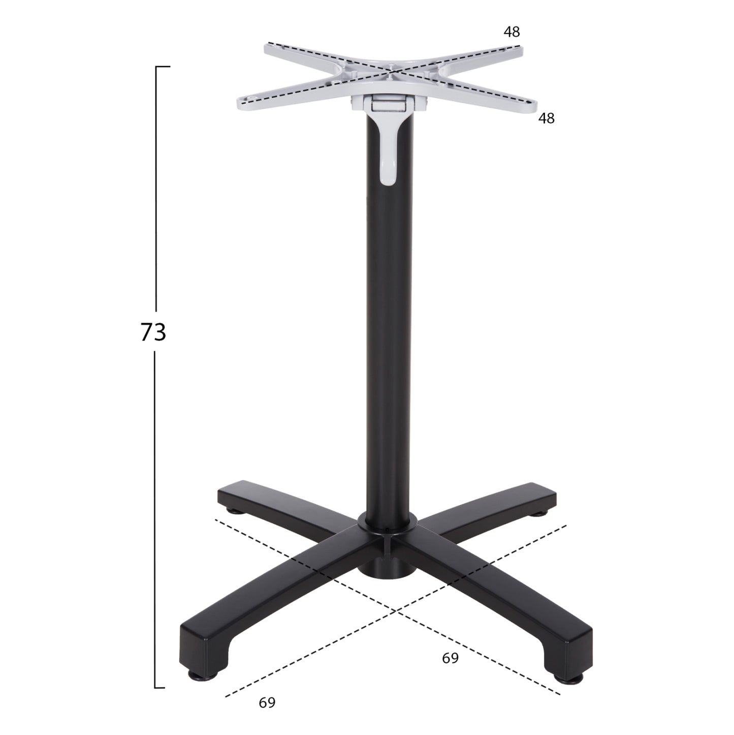 ALUMINUM FOLDING BASE BLACK MATT WITH CROSS 69x69x73