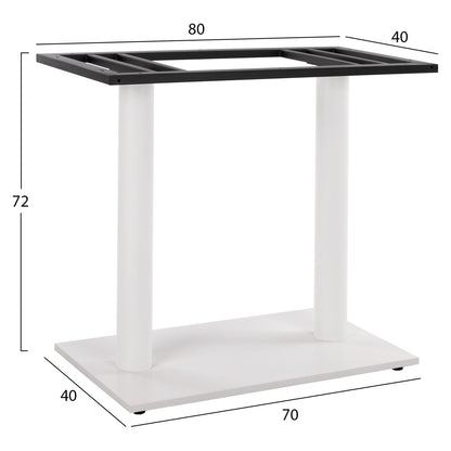 DOUBLE METAL LEG MATTE WHITE WITH ADJUSTABLE FEET 80x40x72