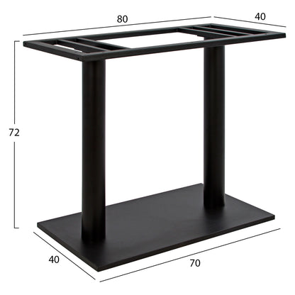 DOUBLE METAL BASE BLACK WITH ADJUSTABLE FEET 80x40x72