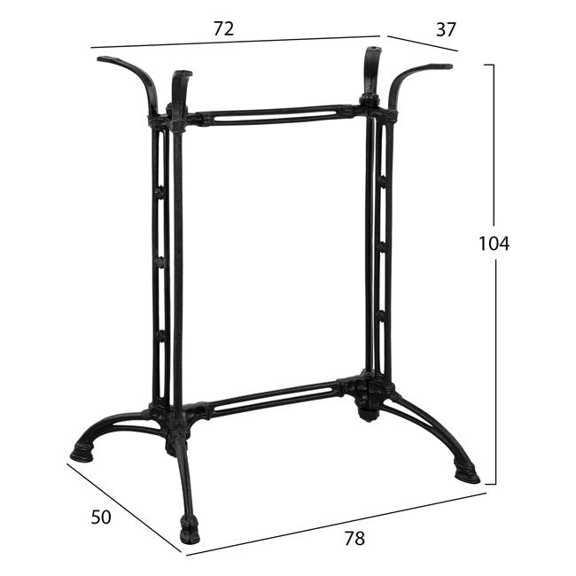CAST IRON TWIN PEDESTAL BAR BASE IN BLACK 78x50cm