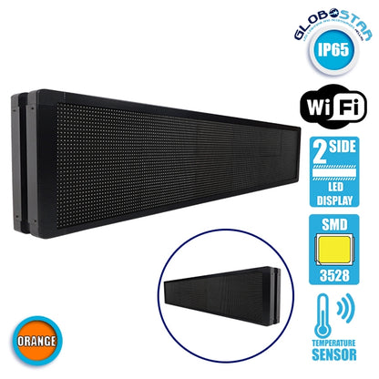 90334 Κυλιόμενη Ψηφιακή Επιγραφή P10 LED SMD AC 220-240V με Wi-Fi - Αδιάβροχή IP65 - Διπλής Όψης - Μ168 x Π12 x Υ40cm Πορτοκαλί