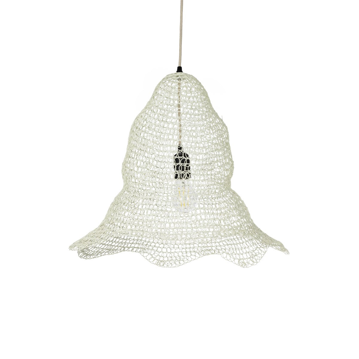 KENTUCKY 01889 Vintage Κρεμαστό Φωτιστικό Πλέγμα Μονόφωτο 1 x E27 IP20 Λευκό Μέταλλο - Μ50 x Π50 x Υ48cm