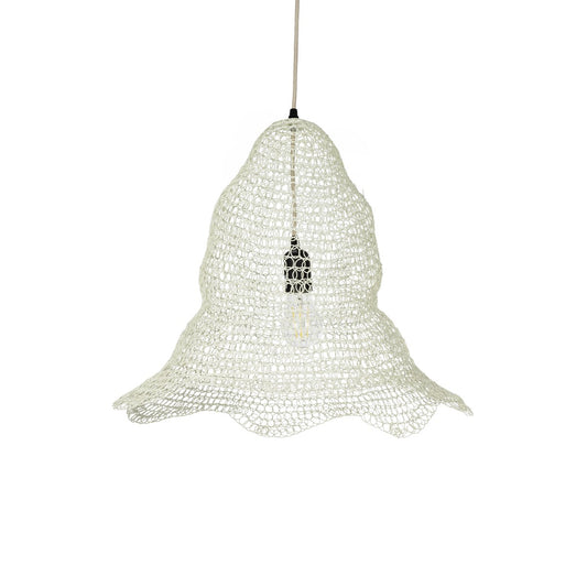 KENTUCKY 01889 Vintage Κρεμαστό Φωτιστικό Πλέγμα Μονόφωτο 1 x E27 IP20 Λευκό Μέταλλο - Μ50 x Π50 x Υ48cm