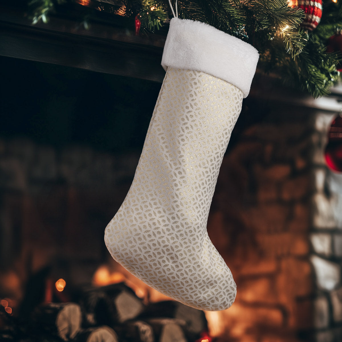 Κάλτσα Ζακάρ Εκρού-Χρυσό 50x30εκ