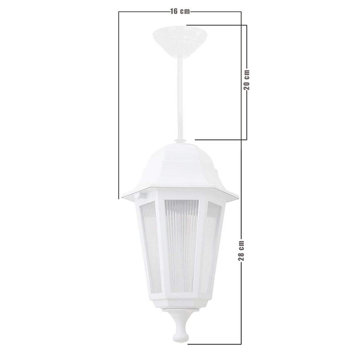 VITRO 203-0199 Vintage Κρεμαστό Φωτιστικό Φαναράκι Μονόφωτο 1 x E27 IP44 Λευκό Πλαστικό - Μ16 x Π16 x Υ48cm