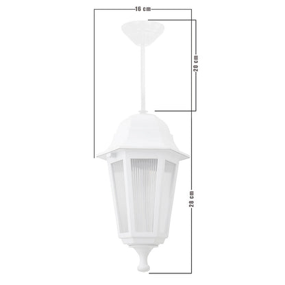 VITRO 203-0199 Vintage Κρεμαστό Φωτιστικό Φαναράκι Μονόφωτο 1 x E27 IP44 Λευκό Πλαστικό - Μ16 x Π16 x Υ48cm