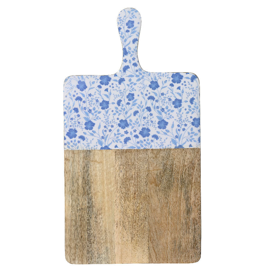 Επιφάνεια Κοπής από Ξύλο Μάνγκο με Λουλούδια 46x25εκ