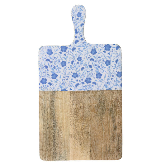 Επιφάνεια Κοπής από Ξύλο Μάνγκο με Λουλούδια 46x25εκ