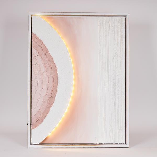 ΠΙΝΑΚΑΣ ΚΑΜΒΑΣ ΜΕ LED LIGHT ΑΝΑΓΛΥΦΟΣ ΜΠΕΖ - ΛΕΥΚΟΣ 60x5x80